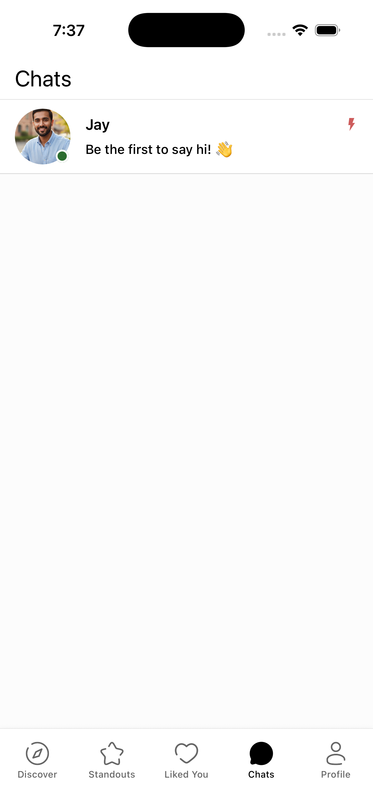 OtterHalf Chats list showing the Boost lightning bolt icon next to a match that came from Boost.