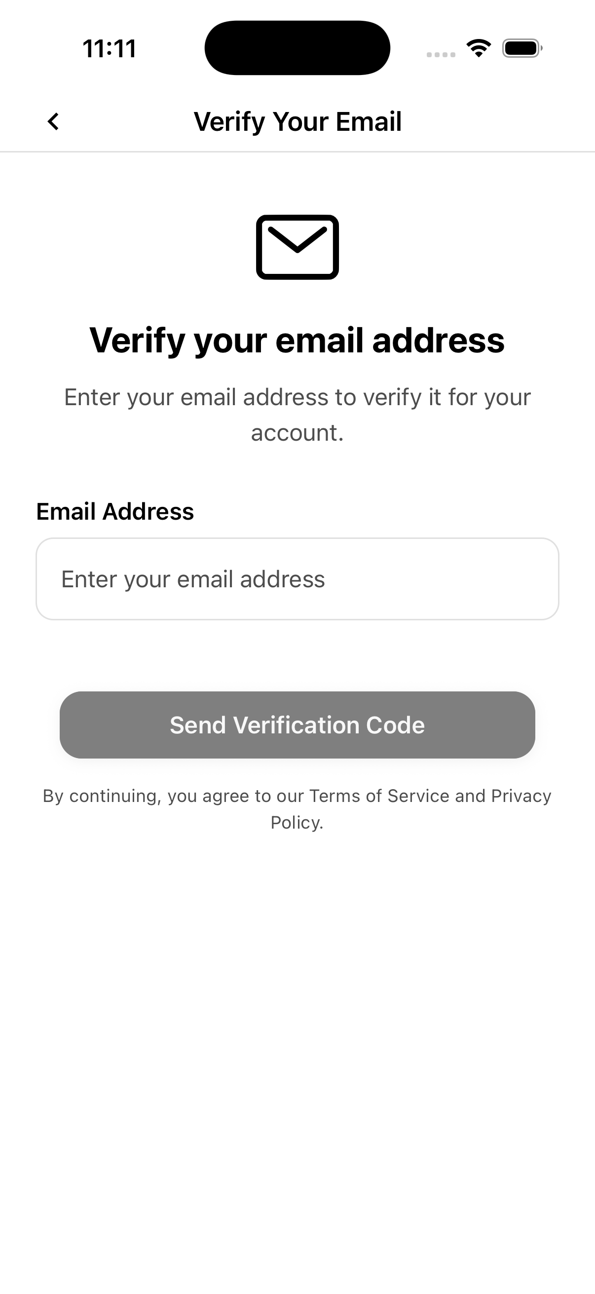 OtterHalf app email verification screen