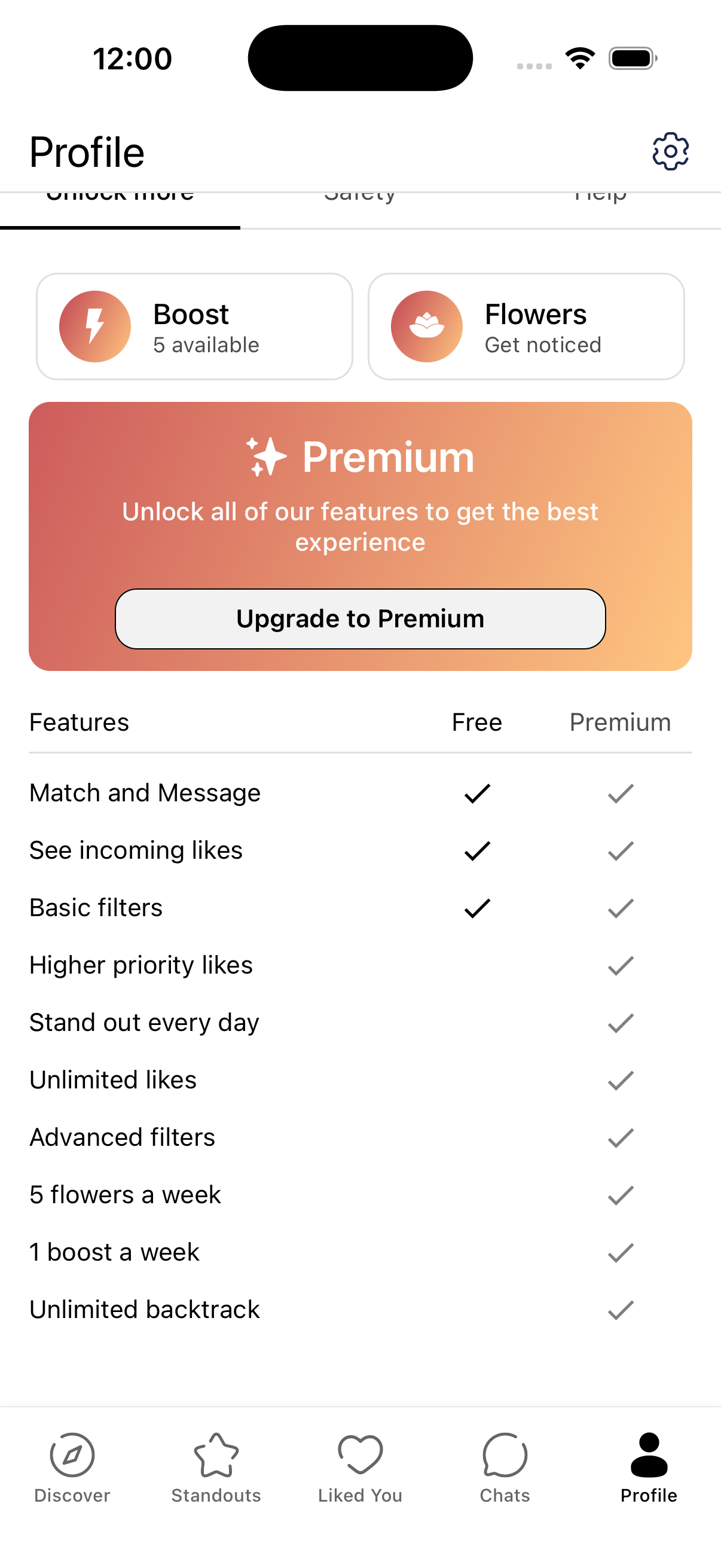 OtterHalf Profile Hub showing where to Buy Flowers at the bottom of the screen.